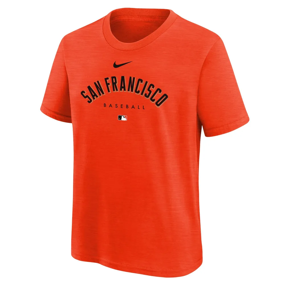 T-shirt à trois mélanges Nike San Francisco Giants Authentic Collection Early Work orange pour jeune