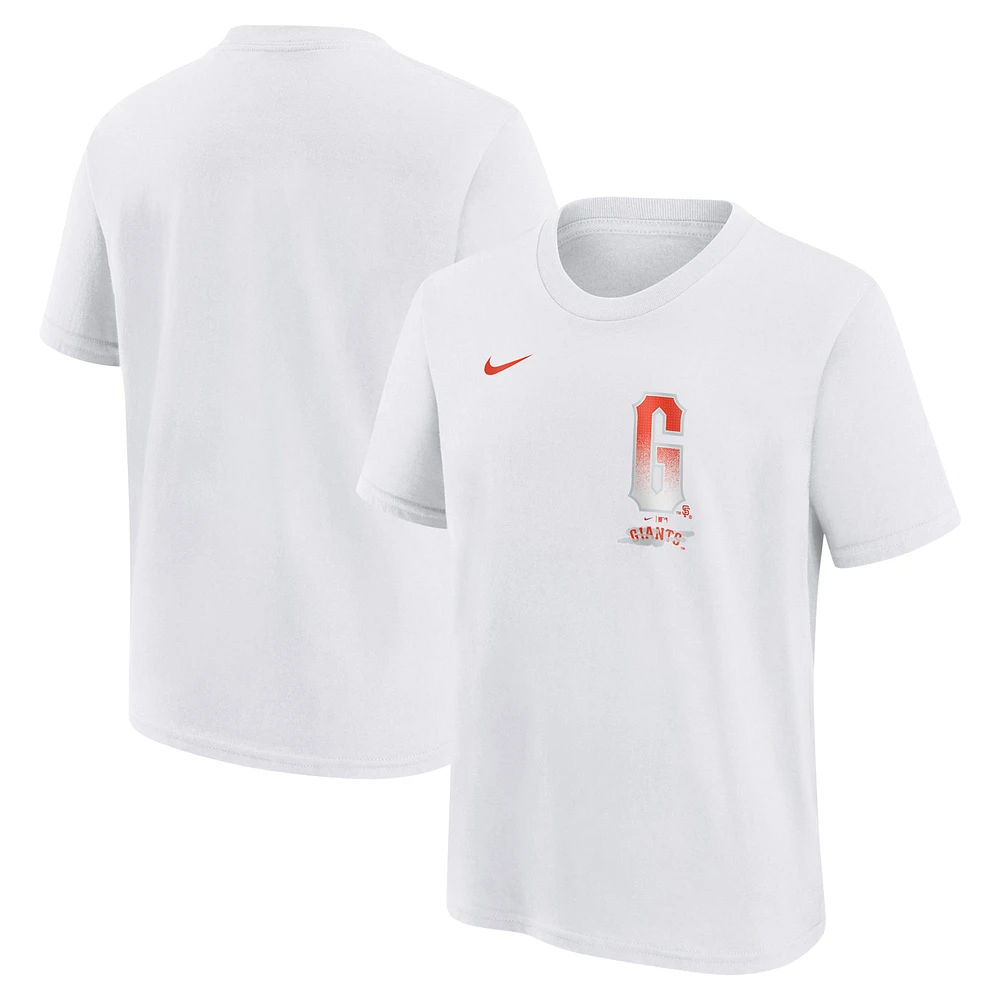 T-shirt Nike blanc pour jeunes des Giants de San Francisco City Connect avec le mot-symbole