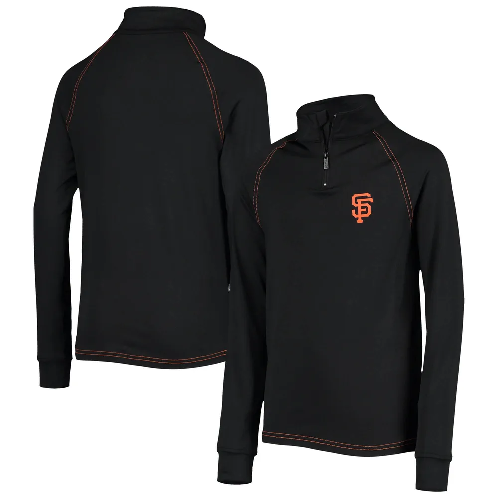 San Francisco Giants Stitches Youth Raglan Quarter-Zip Jacket - Black