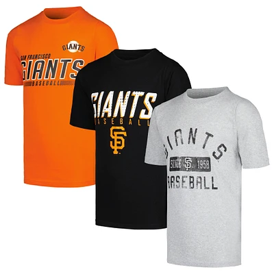 Ensemble de trois t-shirts Stitches pour jeunes gris chiné/orange/noir des Giants San Francisco