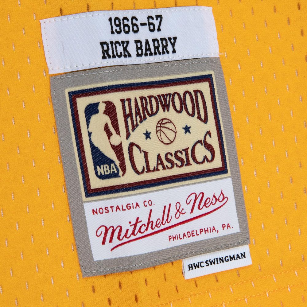 Men's Mitchell & Ness Rick Barry Gold/Royal San Francisco Warriors 1966/67 Hardwood Classics Fadeaway Swingman Player Jersey