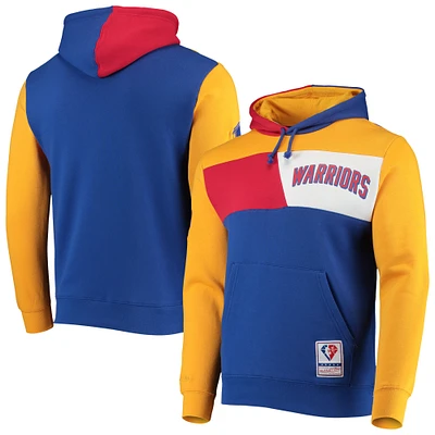 Mitchell & Ness Royal San Francisco Warriors Hardwood Classics 75e anniversaire Colorblock Pull à capuche pour homme