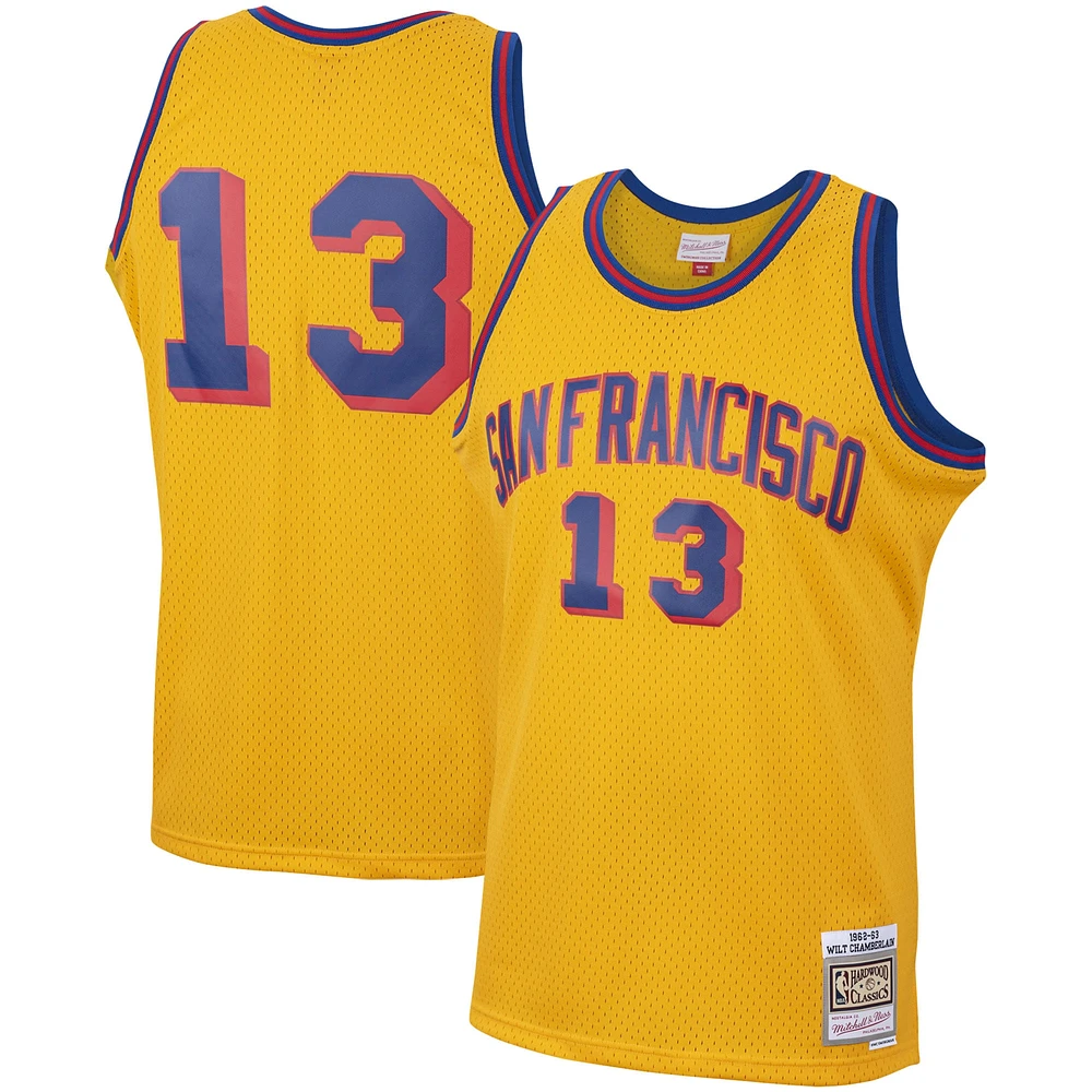 Maillot Swingman Mitchell & Ness Wilt Chamberlain Gold San Francisco Warriors 1962/63 pour hommes