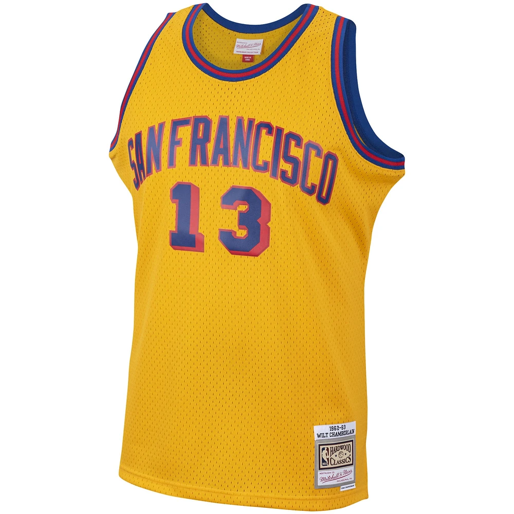 Maillot Swingman Mitchell & Ness Wilt Chamberlain Gold San Francisco Warriors 1962/63 pour hommes