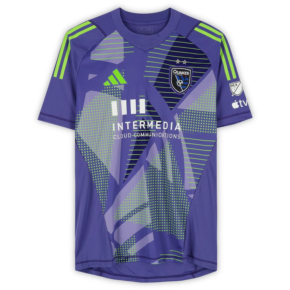 Maillot adidas violet dédicacé Daniel de Sousa Britto des San Jose Earthquakes, numéro 42, utilisé lors du match, saison 2024 de la MLS - Taille XL