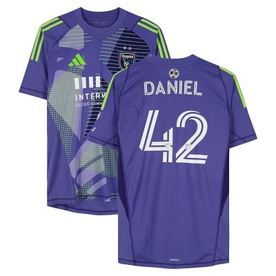 Maillot adidas violet dédicacé Daniel de Sousa Britto des San Jose Earthquakes, numéro 42, utilisé lors du match, saison 2024 de la MLS - Taille XL