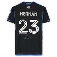 Maillot adidas bleu/noir dédicacé Hernán López des San Jose Earthquakes #23, utilisé lors du match, saison 2024 de la MLS - Taille M