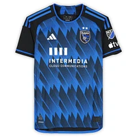 Maillot adidas bleu/noir dédicacé Hernán López des San Jose Earthquakes #23, utilisé lors du match, saison 2024 de la MLS - Taille M