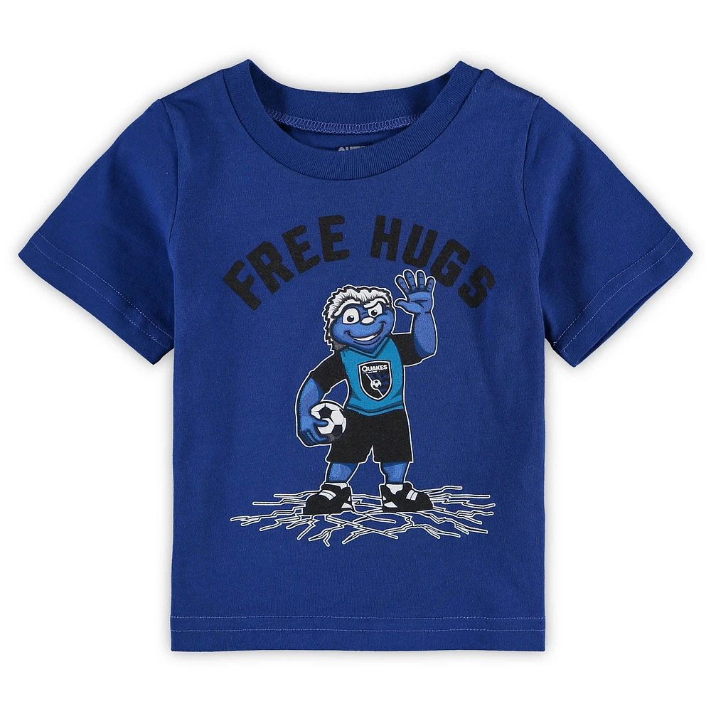 T-shirt bleu pour bébé, mascotte des tremblements de terre San Jose, câlins gratuits