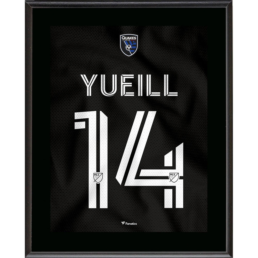 Jackson Yueill San Jose Earthquakes 10.5" x 13" Active Fault Jersey Style Number 14 Sublimated Plaque