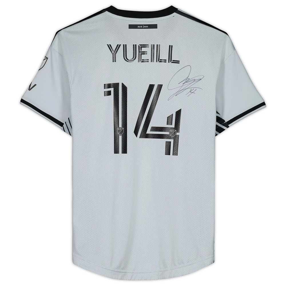 Jackson Yueill San Jose Earthquakes Autographed Match-Used #14 Gray Jersey from the 2023 MLS Season