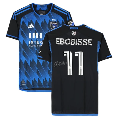 Maillot adidas bleu/noir dédicacé par Jeremy Ebobisse des San Jose Earthquakes n° 11 , utilisé lors du match de la saison 2024 de la MLS - Taille M