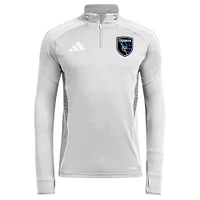 Men's adidas  Silver San Jose Earthquakes 2025 Quarter-Zip Long Sleeve Training Top