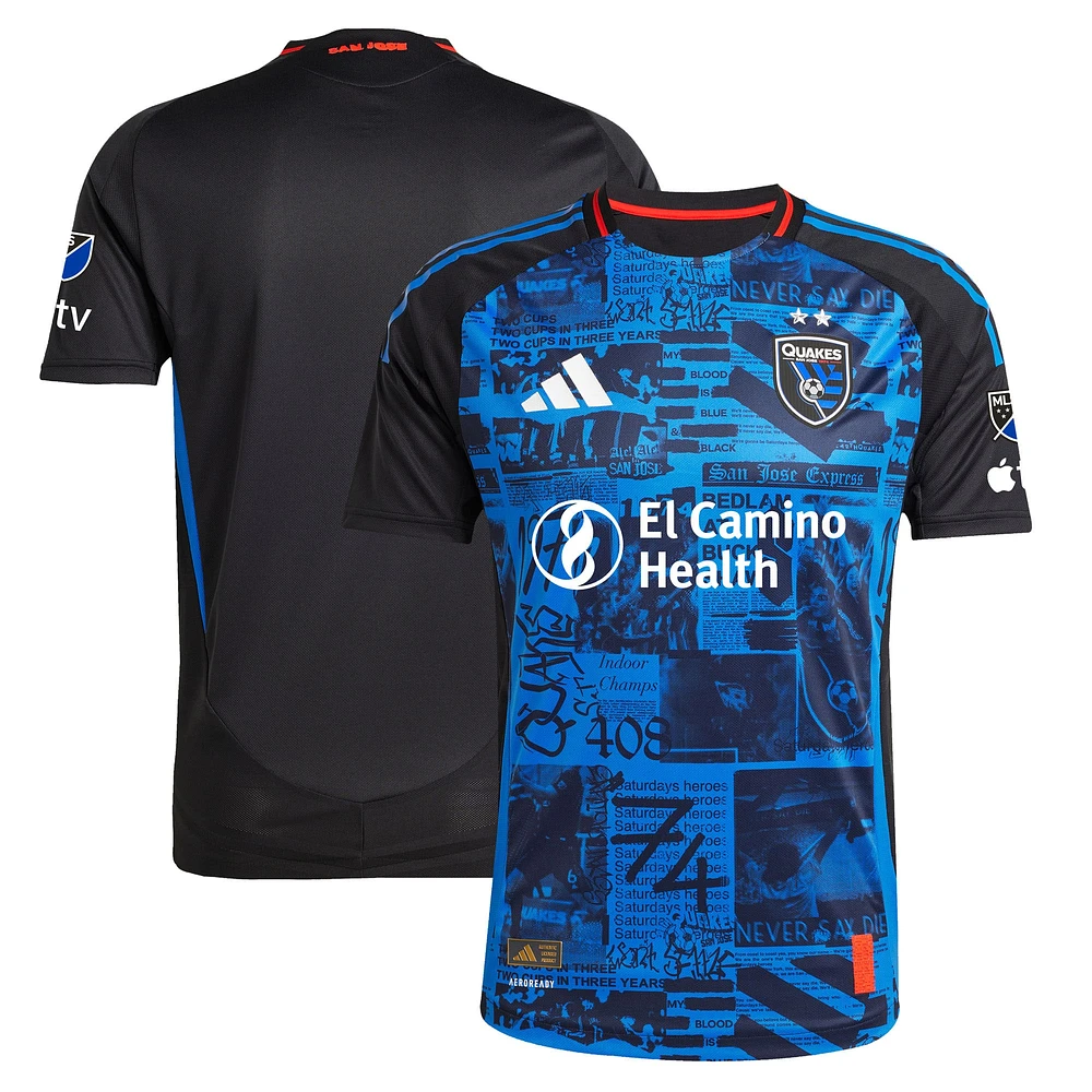 Maillot authentique noir adidas San Jose Earthquakes 2025 Headliner pour homme