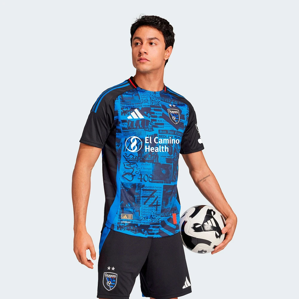 Maillot authentique noir adidas San Jose Earthquakes 2025 Headliner pour homme