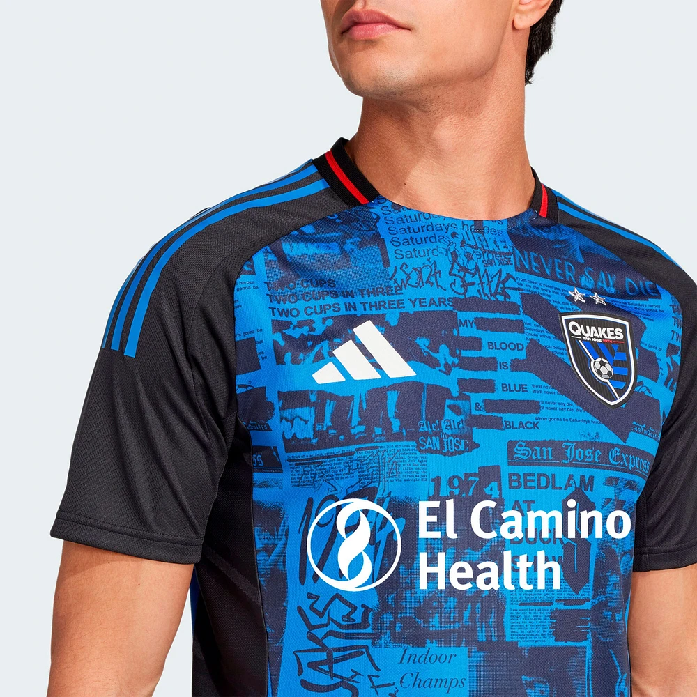 Maillot authentique noir adidas San Jose Earthquakes 2025 Headliner pour homme