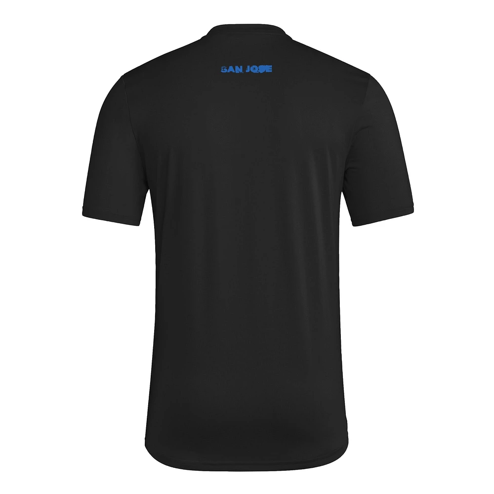 Men's adidas  Black San Jose Earthquakes 2025 Jersey Hook AEROREADY T-Shirt