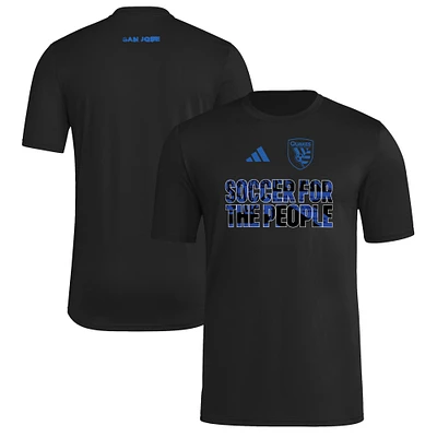 Men's adidas  Black San Jose Earthquakes 2025 Jersey Hook AEROREADY T-Shirt
