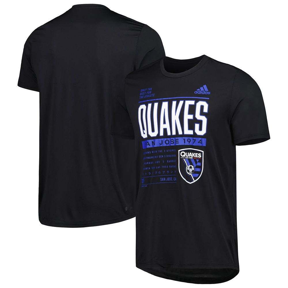 T-shirt adidas Performance San Jose Earthquakes Club DNA pour homme, noir