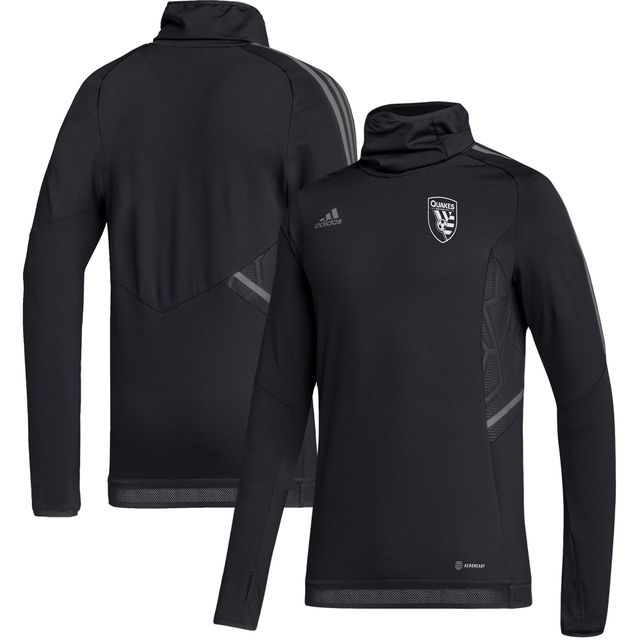 Haut d'échauffement raglan adidas San Jose Earthquakes AEROREADY pour homme, noir/gris