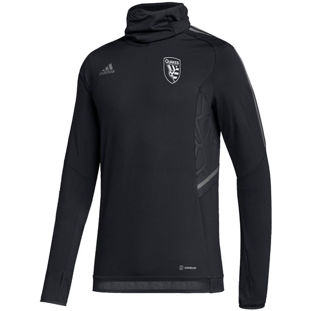 Haut d'échauffement raglan adidas San Jose Earthquakes AEROREADY pour homme, noir/gris