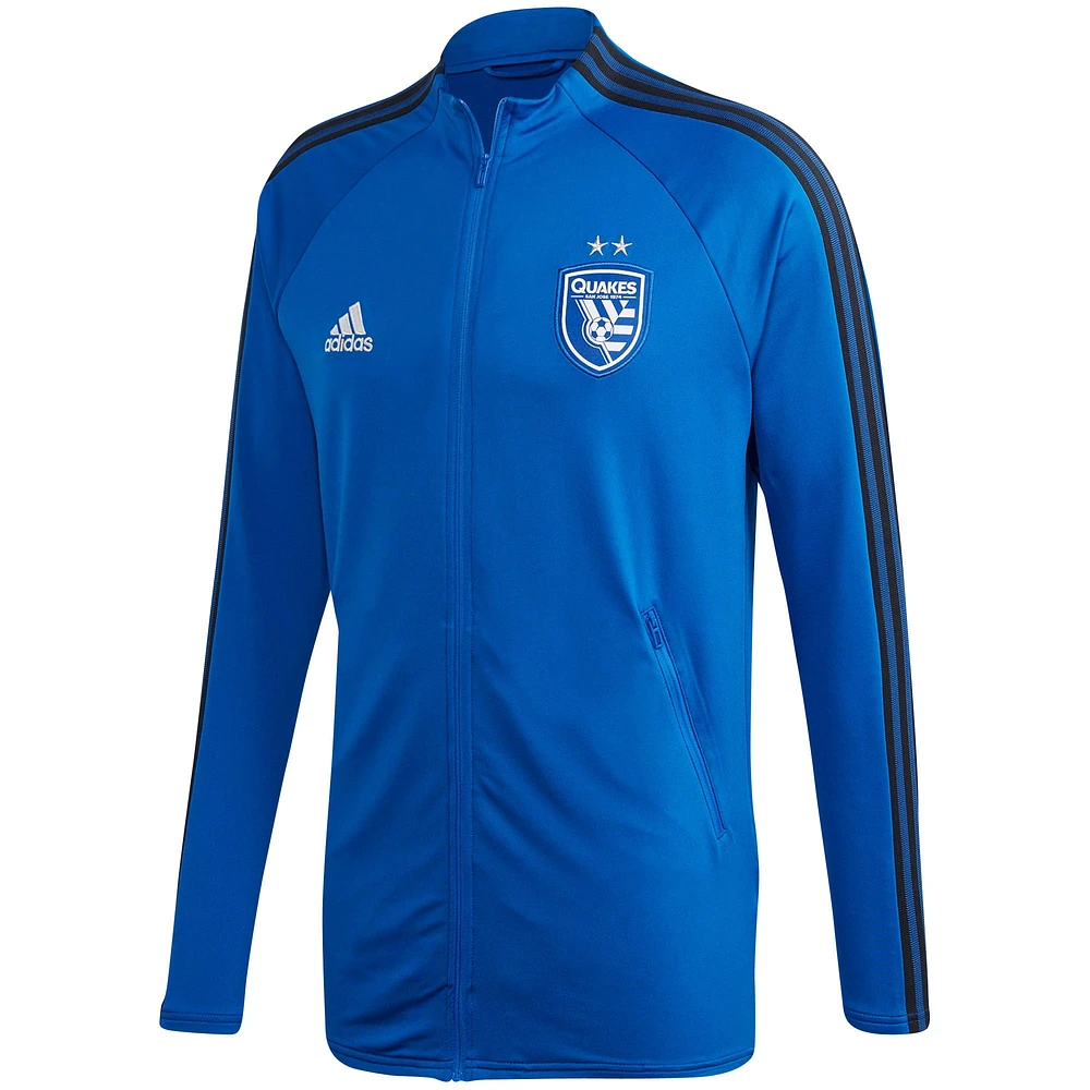 Men's adidas Blue San Jose Earthquakes 2020 On-Field Anthem Full-Zip Jacket