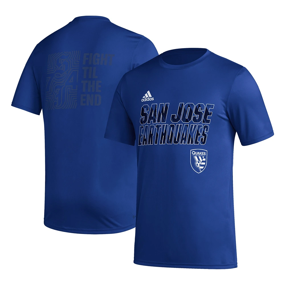 Men's adidas Blue San Jose Earthquakes Team Jersey Hook AEROREADY T-Shirt