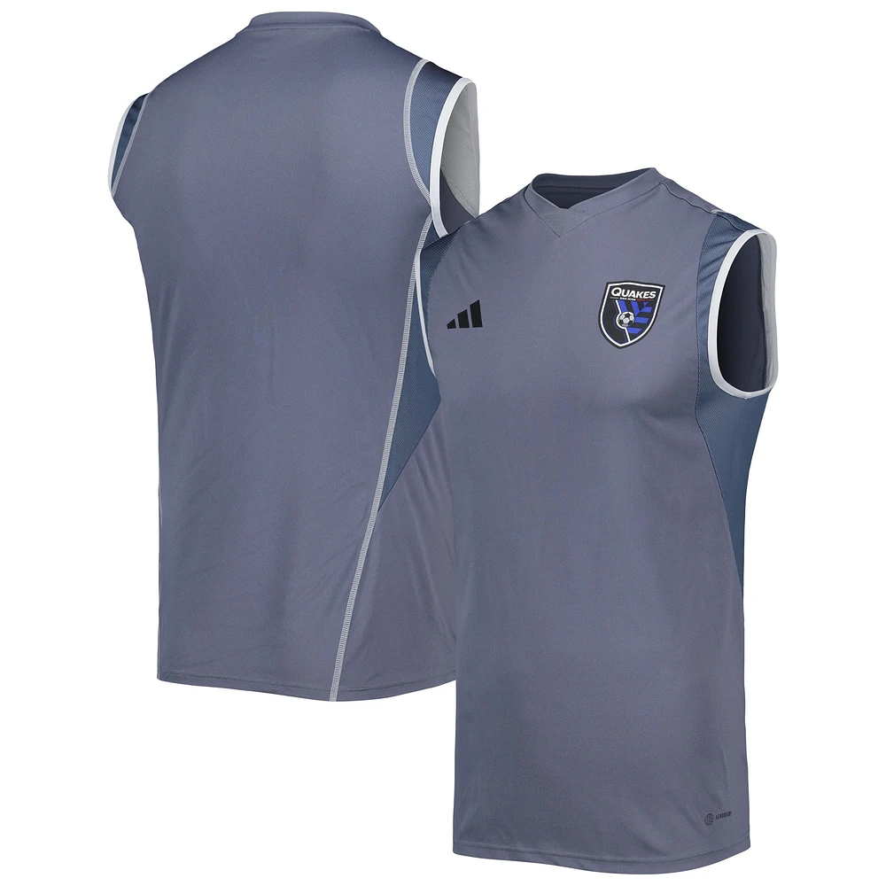 Men's adidas Gray San Jose Earthquakes 2023 On-Field Sleeveless Training Jersey