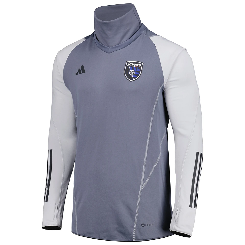 Men's adidas Gray San Jose Earthquakes Warm Raglan COLD.RDY Top