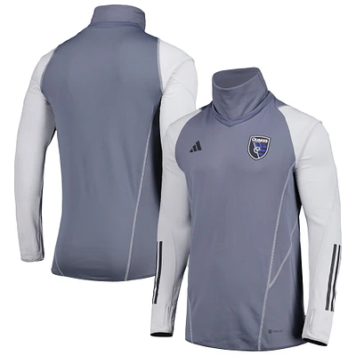 Men's adidas Gray San Jose Earthquakes Warm Raglan COLD.RDY Top