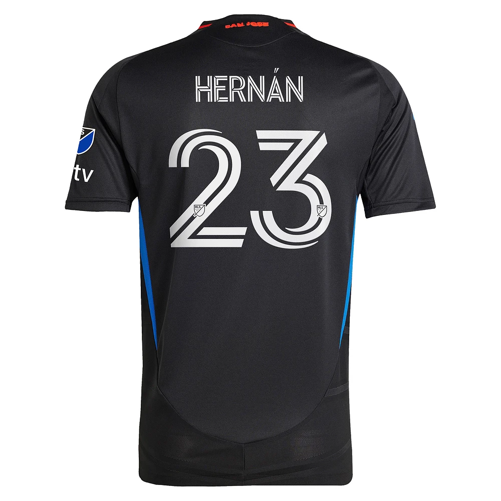 Men's adidas Hernán López Black San Jose Earthquakes 2025 Headliner Authentic Player Jersey