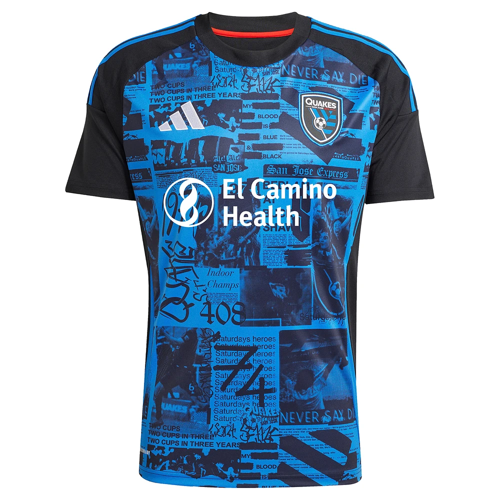 Men's adidas Hernán López Black San Jose Earthquakes 2025 Headliner Replica Player Jersey
