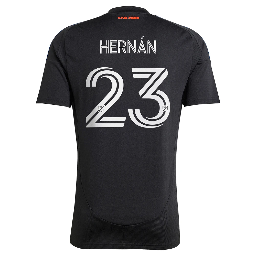 Men's adidas Hernán López Black San Jose Earthquakes 2025 Headliner Replica Player Jersey