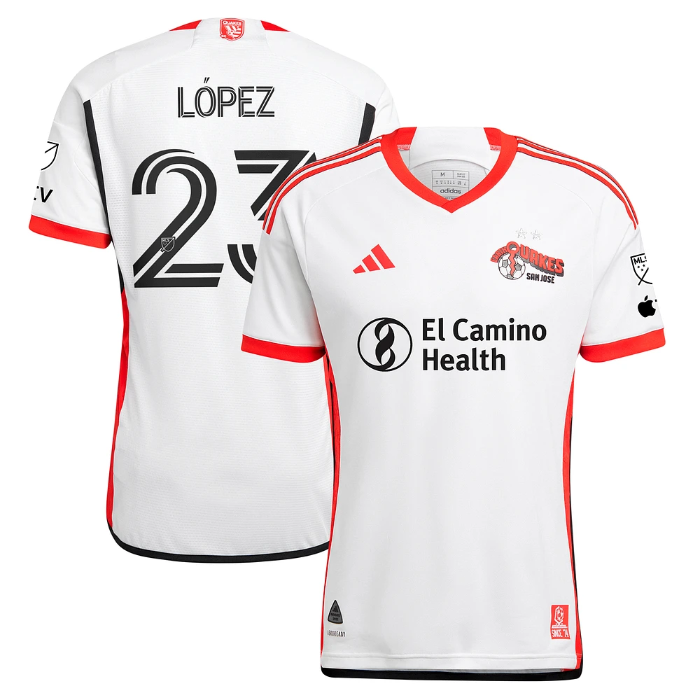 Men's adidas Hernán López White San Jose Earthquakes 2025 The 50 Kit Authentic Player Jersey