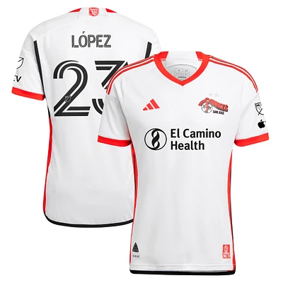 Men's adidas Hernán López White San Jose Earthquakes 2025 The 50 Kit Authentic Player Jersey