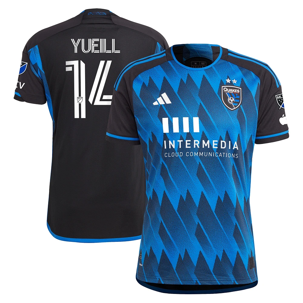 Maillot de joueur authentique Jackson Yueill adidas pour hommes, bleu, San Jose Earthquakes 2024 Active Fault