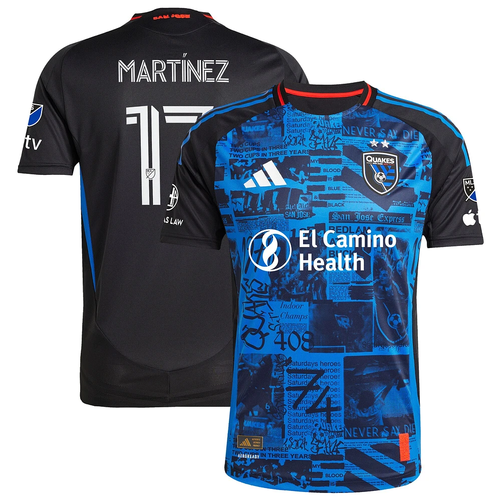 Maillot de joueur authentique pour homme adidas Josef Martinez San Jose Earthquakes 2025 Headliner Black