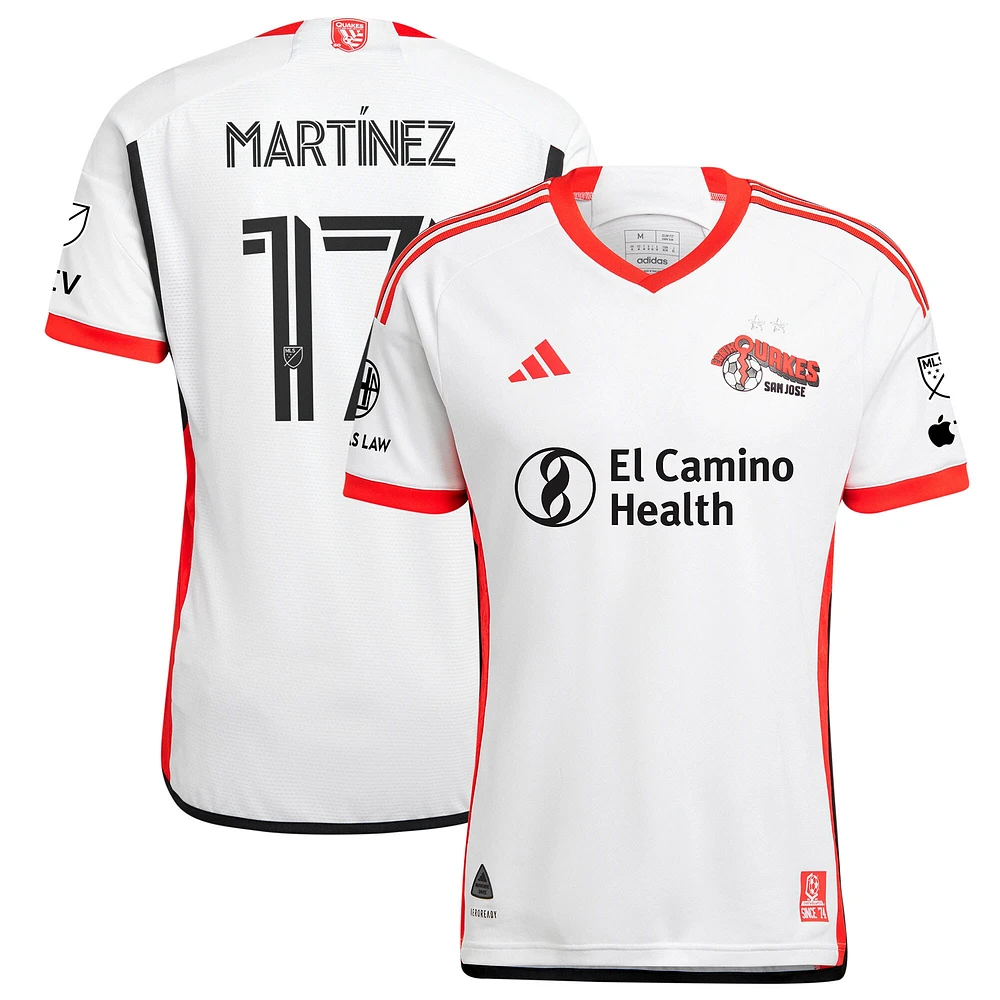 Maillot de joueur authentique adidas Josef Martinez pour homme, blanc, San Jose Earthquakes 2025 The 50 Kit
