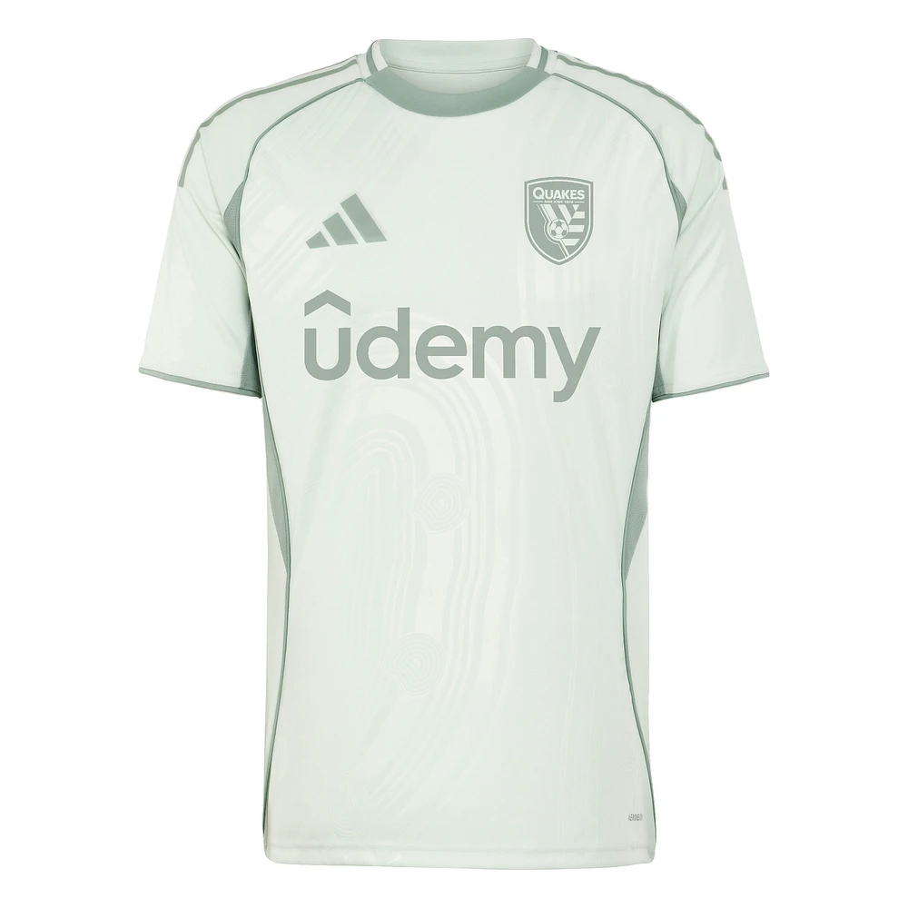 Men's adidas Light Green San Jose Earthquakes 2025 One Planet Pre-Match Top