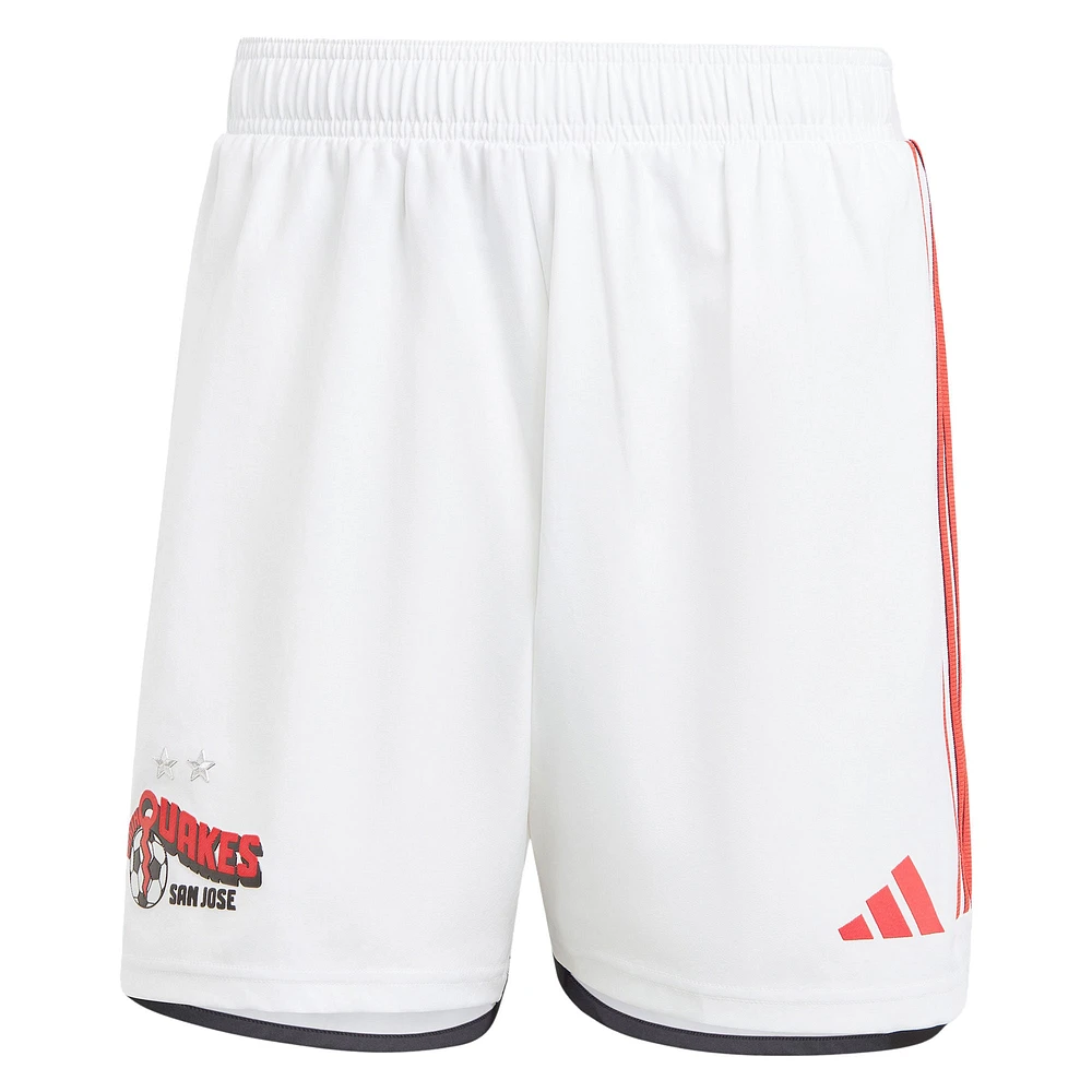 Short adidas San Jose Earthquakes 2024 extérieur authentique blanc pour homme