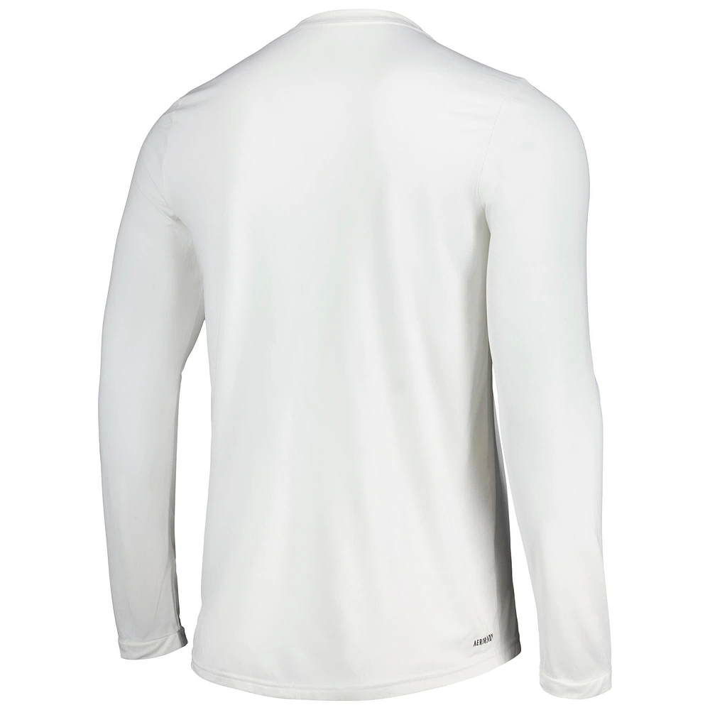 Men's adidas White San Jose Earthquakes 2024 Jersey Hook AEROREADY Long Sleeve T-Shirt