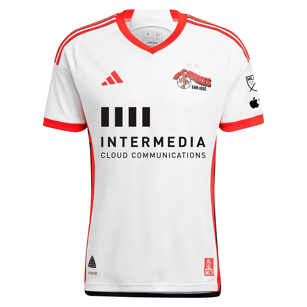 Maillot adidas San Jose Earthquakes 2024 The 50 Kit authentique pour homme, blanc