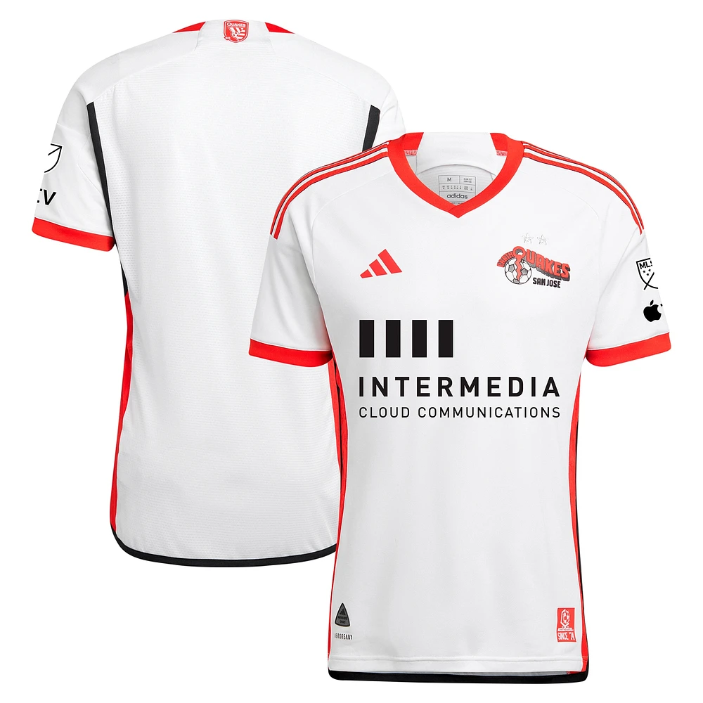 Maillot adidas San Jose Earthquakes 2024 The 50 Kit authentique pour homme, blanc