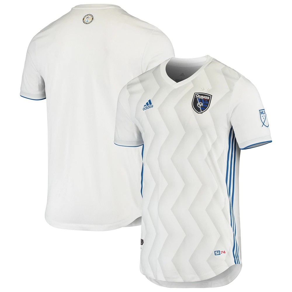 Maillot adidas San Jose Earthquakes extérieur authentique pour homme, blanc