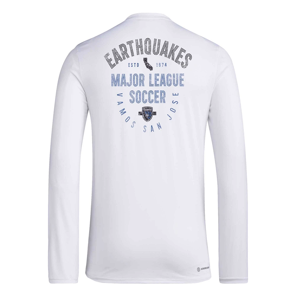 Men's adidas White San Jose Earthquakes Local Stoic Long Sleeve T-Shirt