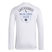 T-shirt adidas à manches longues San Jose Earthquakes Local Stoic pour hommes, blanc