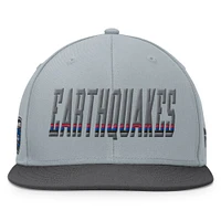 Casquette Snapback fumée grise San Jose Earthquakes de marque Fanatics pour hommes