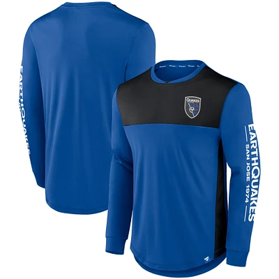 Men's Fanatics Royal/Black San Jose Earthquakes Striker Long Sleeve T-Shirt