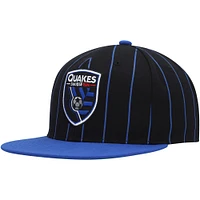 Men's Mitchell & Ness Black San Jose Earthquakes Team Pin Snapback Hat