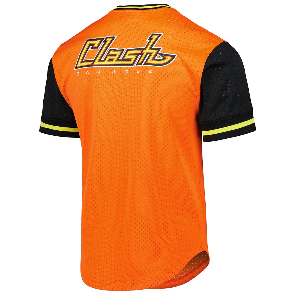 Men's Mitchell & Ness Orange San Jose Earthquakes Mesh V-Neck T-Shirt